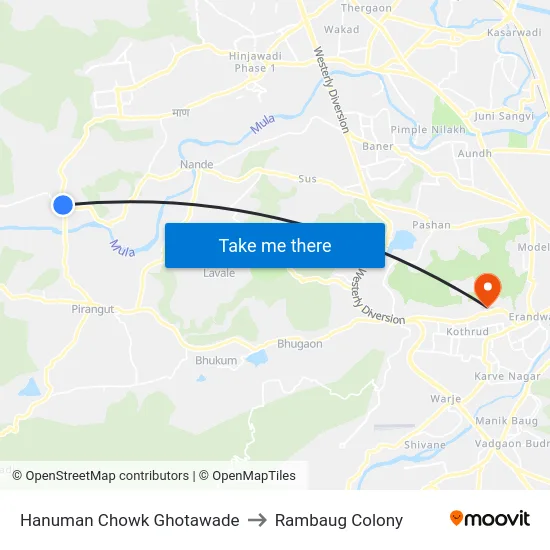 Hanuman Chowk Ghotawade to Rambaug Colony map