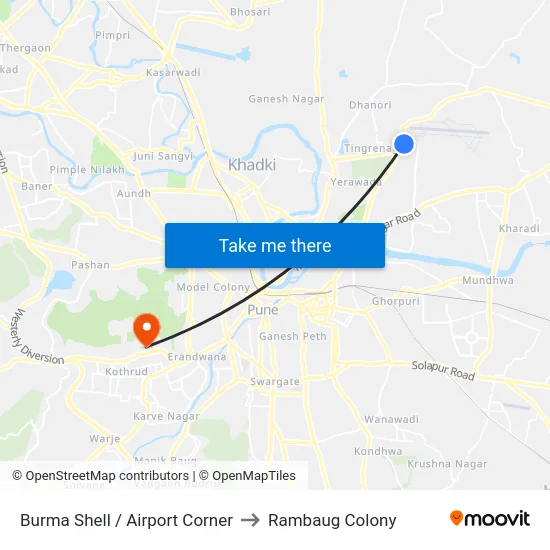 Burma Shell / Airport Corner to Rambaug Colony map