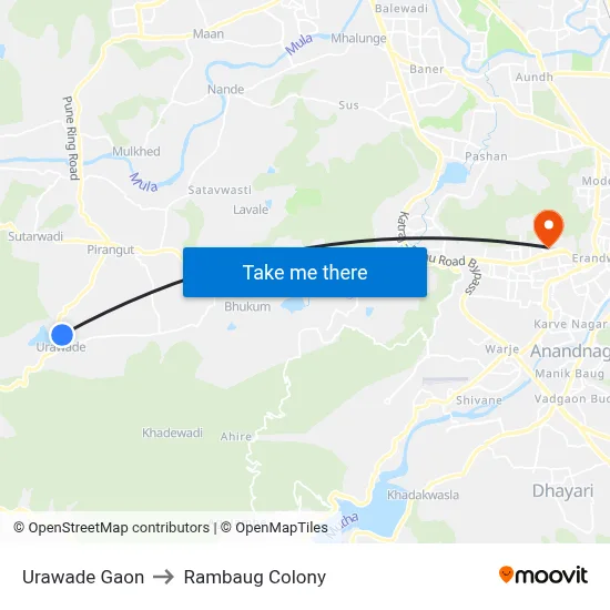 Urawade Gaon to Rambaug Colony map