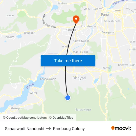 Sanaswadi Nandoshi to Rambaug Colony map