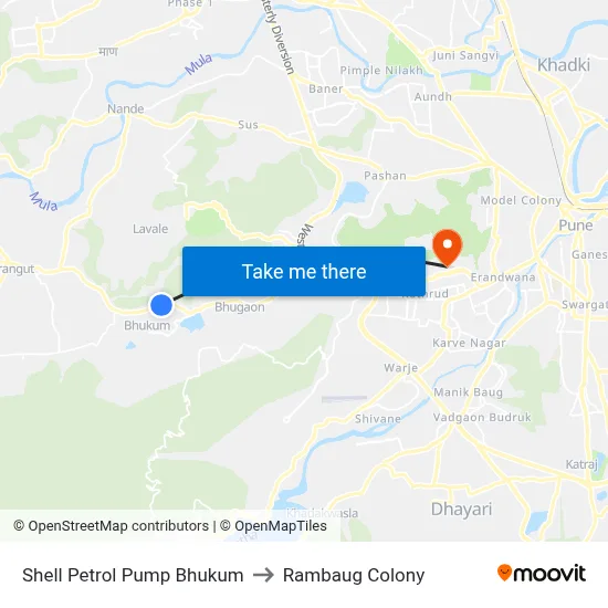 Shell Petrol Pump Bhukum to Rambaug Colony map