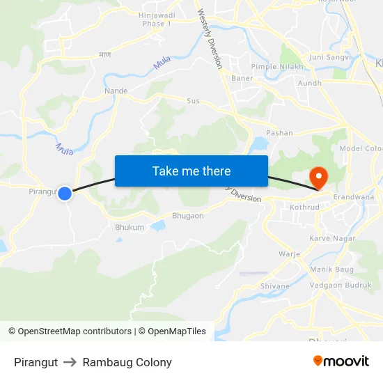 Pirangut to Rambaug Colony map