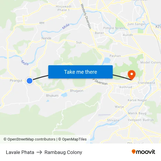 Lavale Phata to Rambaug Colony map