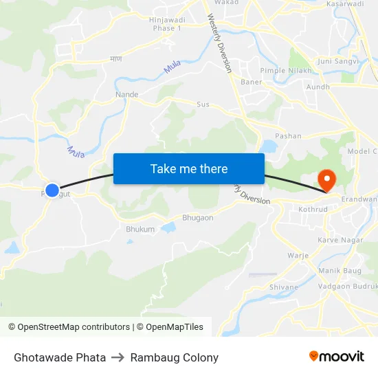 Ghotawade Phata to Rambaug Colony map