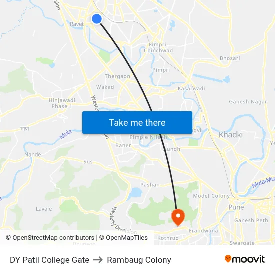 DY Patil College Gate to Rambaug Colony map