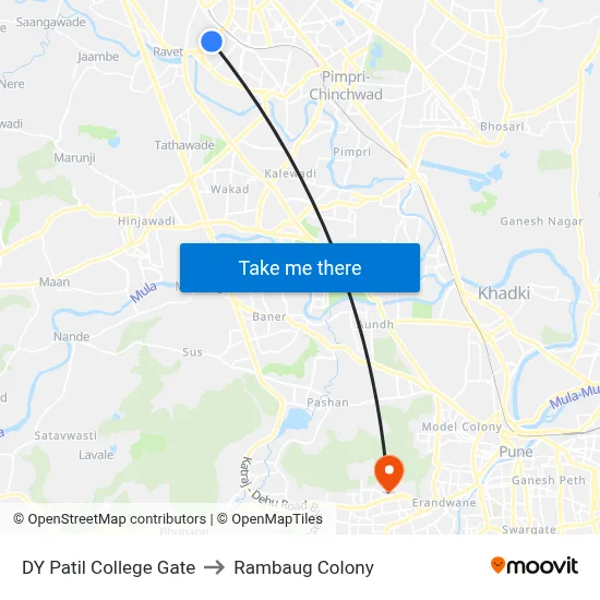 DY Patil College Gate to Rambaug Colony map