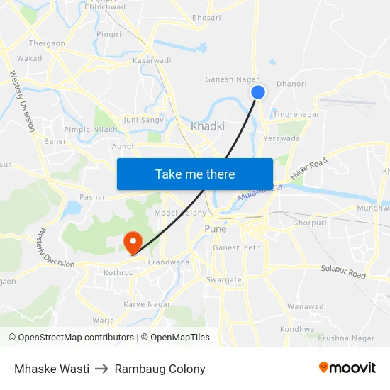 Mhaske Wasti to Rambaug Colony map