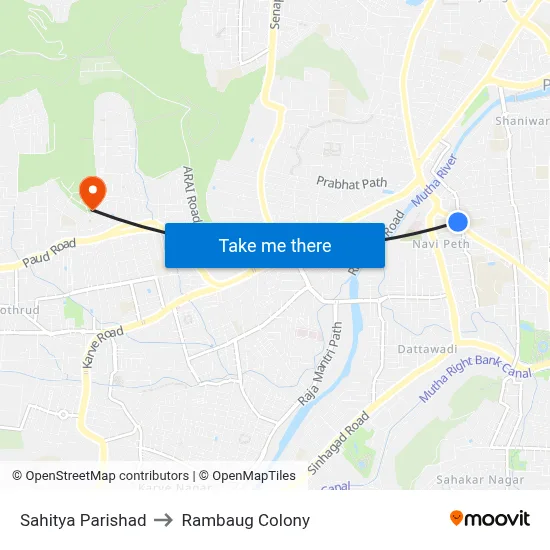 Sahitya Parishad to Rambaug Colony map