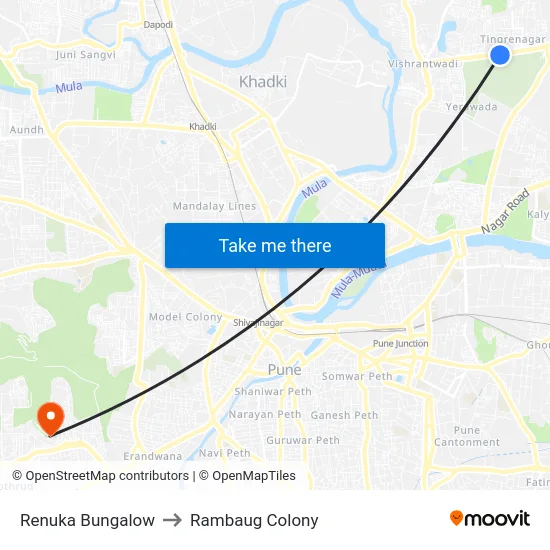 Renuka Bungalow to Rambaug Colony map