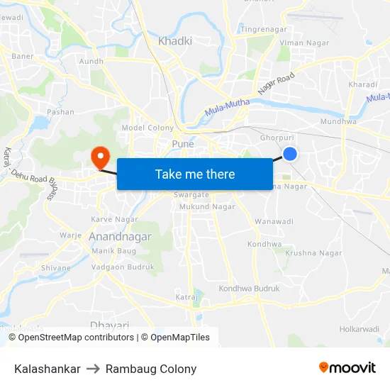 Kalashankar to Rambaug Colony map