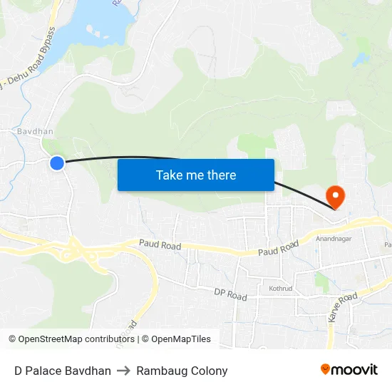 D Palace Bavdhan to Rambaug Colony map