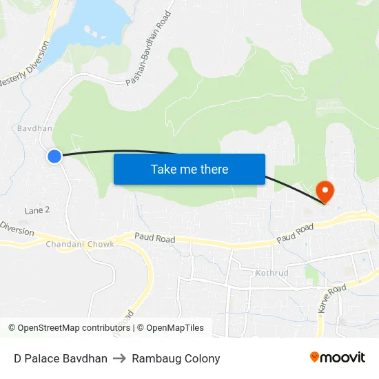 D Palace Bavdhan to Rambaug Colony map