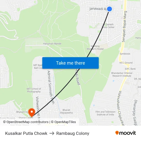 Kusalkar Putla Chowk to Rambaug Colony map