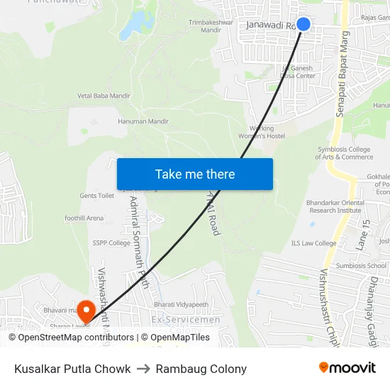 Kusalkar Putla Chowk to Rambaug Colony map