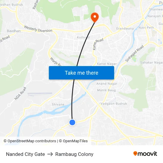 Nanded City Gate to Rambaug Colony map