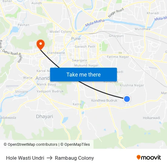 Hole Wasti Undri to Rambaug Colony map