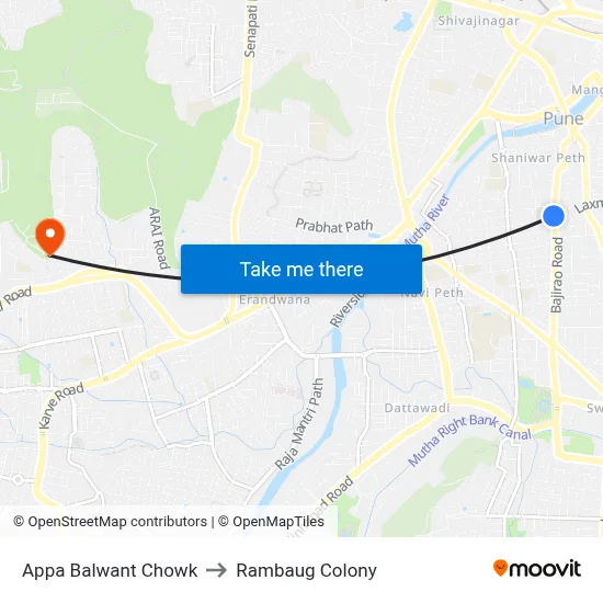 Appa Balwant Chowk to Rambaug Colony map