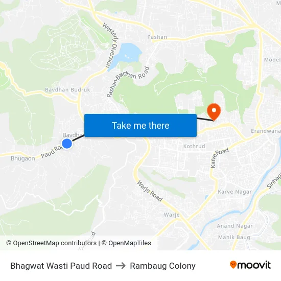Bhagwat Wasti Paud Road to Rambaug Colony map