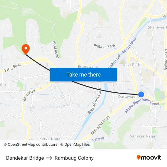 Dandekar Bridge to Rambaug Colony map