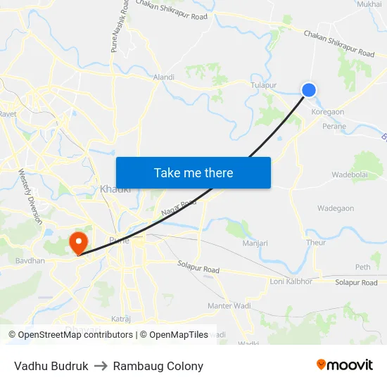 Vadhu Budruk to Rambaug Colony map