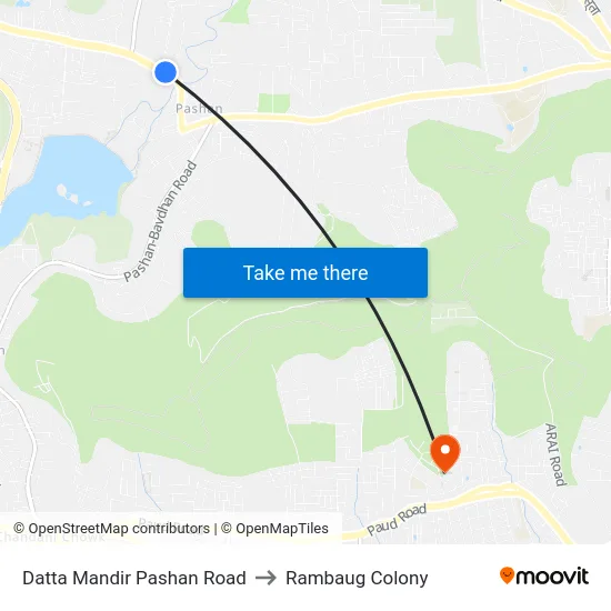 Datta Mandir Pashan Road to Rambaug Colony map