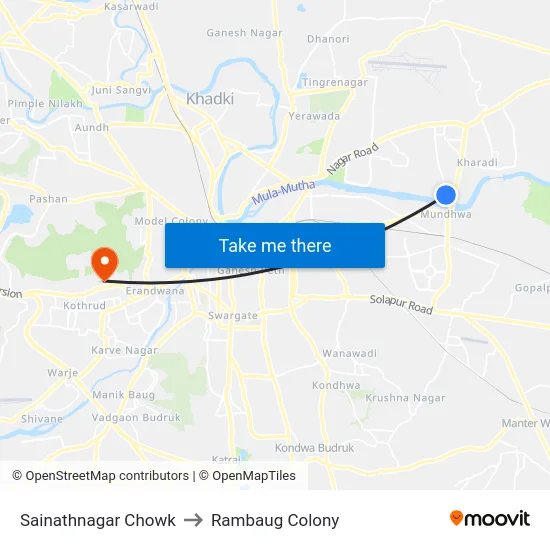 Sainathnagar Chowk to Rambaug Colony map