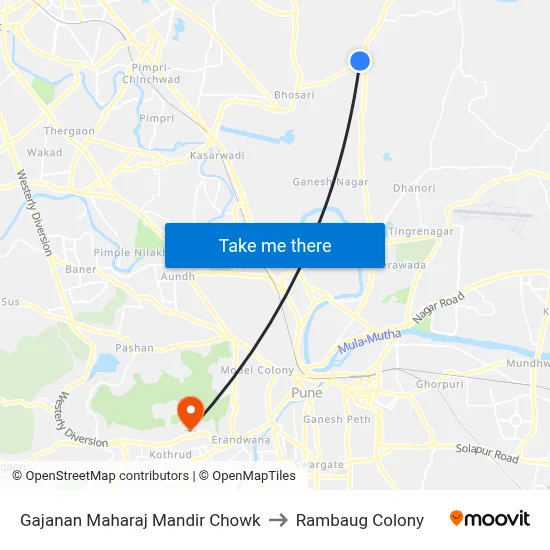 Gajanan Maharaj Mandir Chowk to Rambaug Colony map