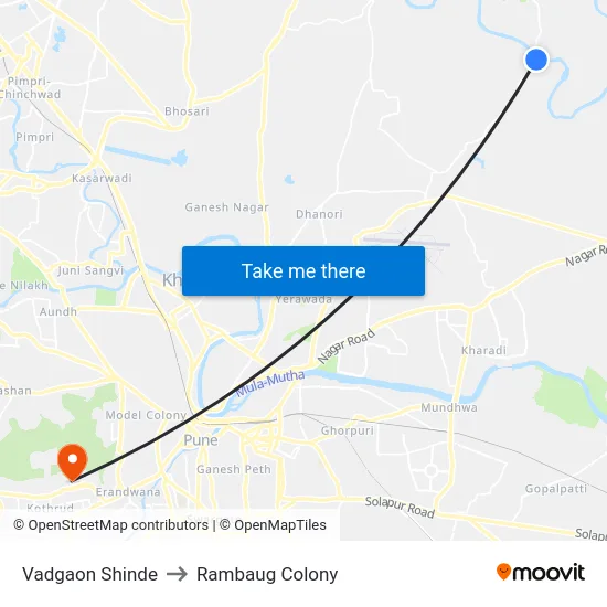 Vadgaon Shinde to Rambaug Colony map