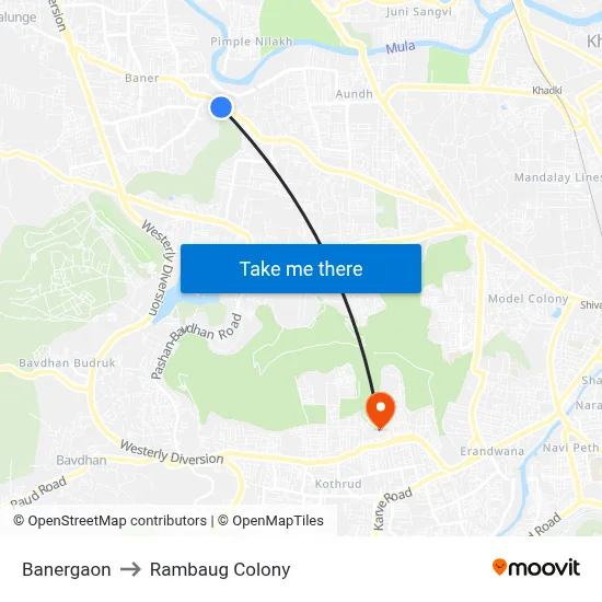 Banergaon to Rambaug Colony map