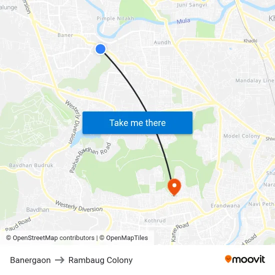 Banergaon to Rambaug Colony map