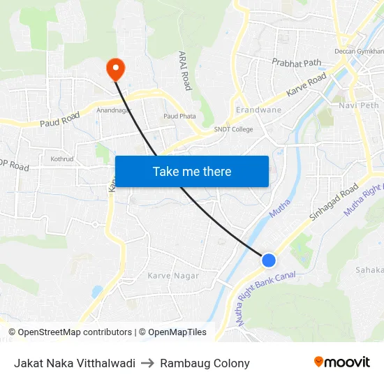 Vitthalwadi Jakat Naka to Rambaug Colony map