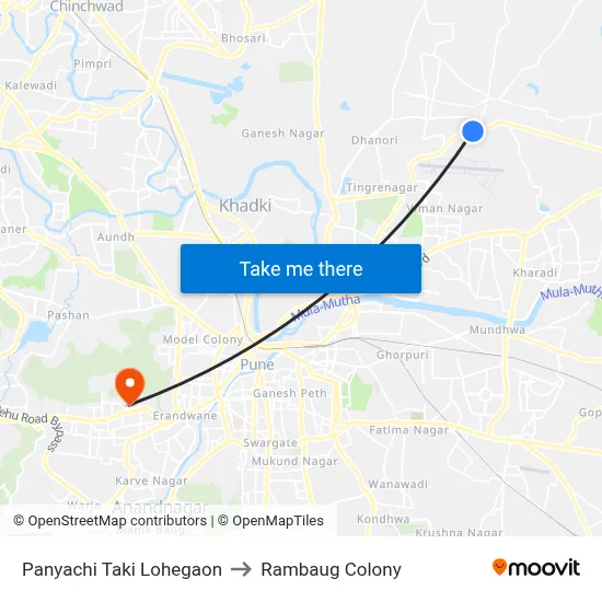 Panyachi Taki Lohegaon to Rambaug Colony map