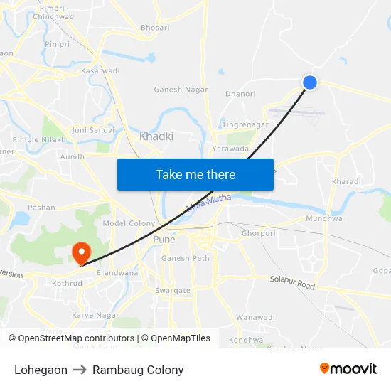 Lohegaon to Rambaug Colony map