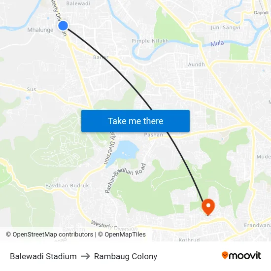 Balewadi Stadium to Rambaug Colony map