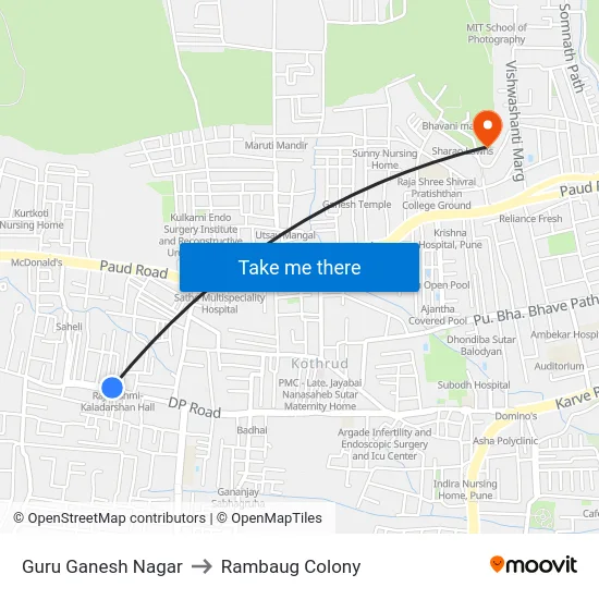 Guru Ganesh Nagar to Rambaug Colony map