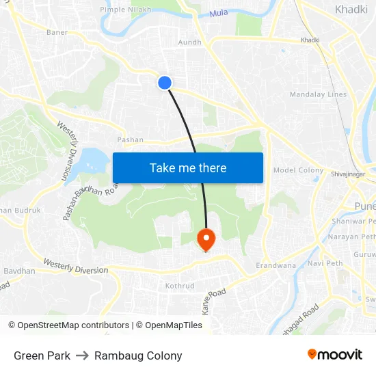 Green Park to Rambaug Colony map
