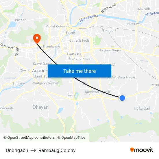 Undrigaon to Rambaug Colony map