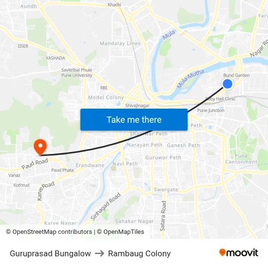 Guruprasad Bungalow to Rambaug Colony map