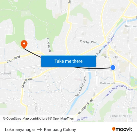 Lokmanyanagar to Rambaug Colony map