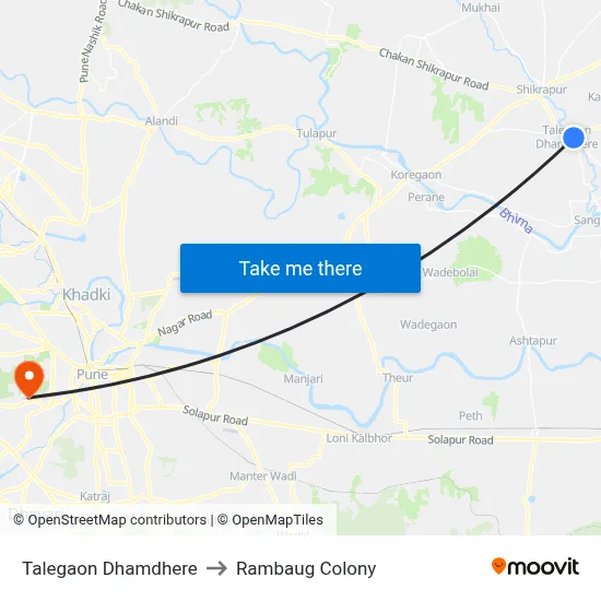 Talegaon Dhamdhere to Rambaug Colony map