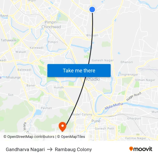 Gandharva Nagari to Rambaug Colony map