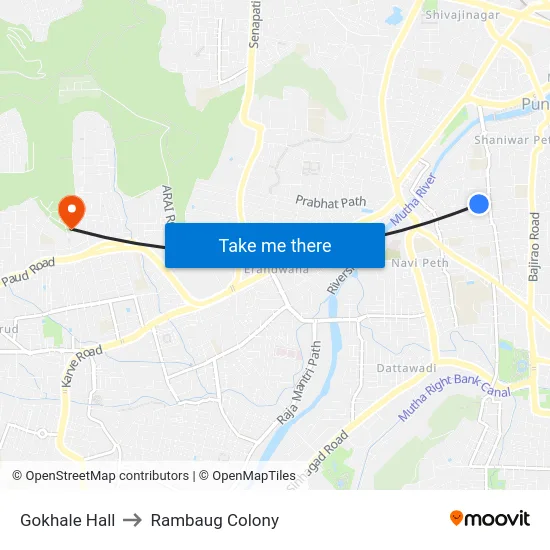 Gokhale Hall to Rambaug Colony map