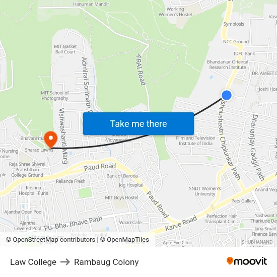 Law College to Rambaug Colony map