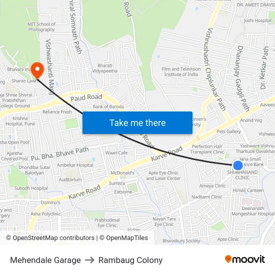 Mehendale Garage to Rambaug Colony map