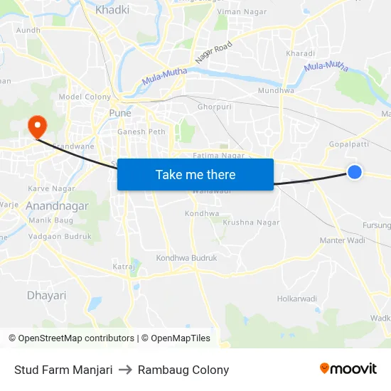 Stud Farm Manjari to Rambaug Colony map