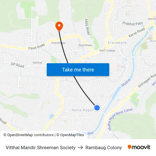 Vitthal Mandir Shreeman Society to Rambaug Colony map