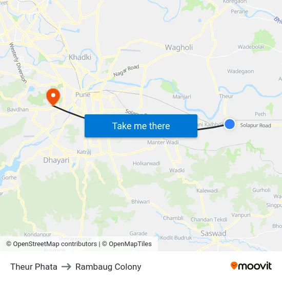 Theur Phata to Rambaug Colony map