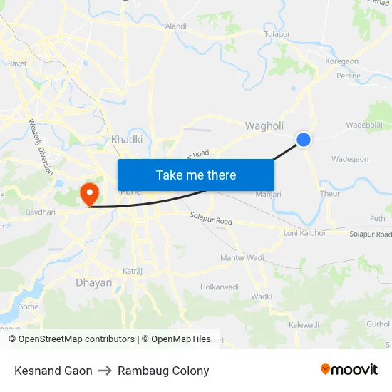Kesnand Gaon to Rambaug Colony map