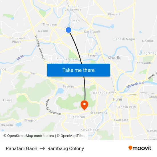 Rahatani Gaon to Rambaug Colony map