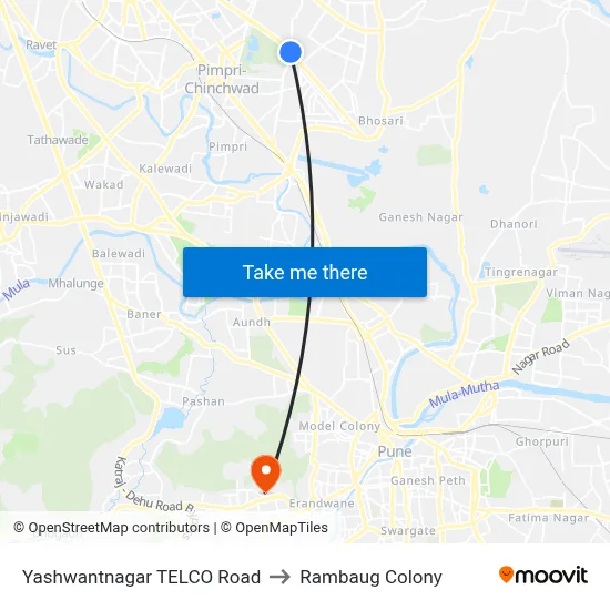 Yashwantnagar TELCO Road to Rambaug Colony map